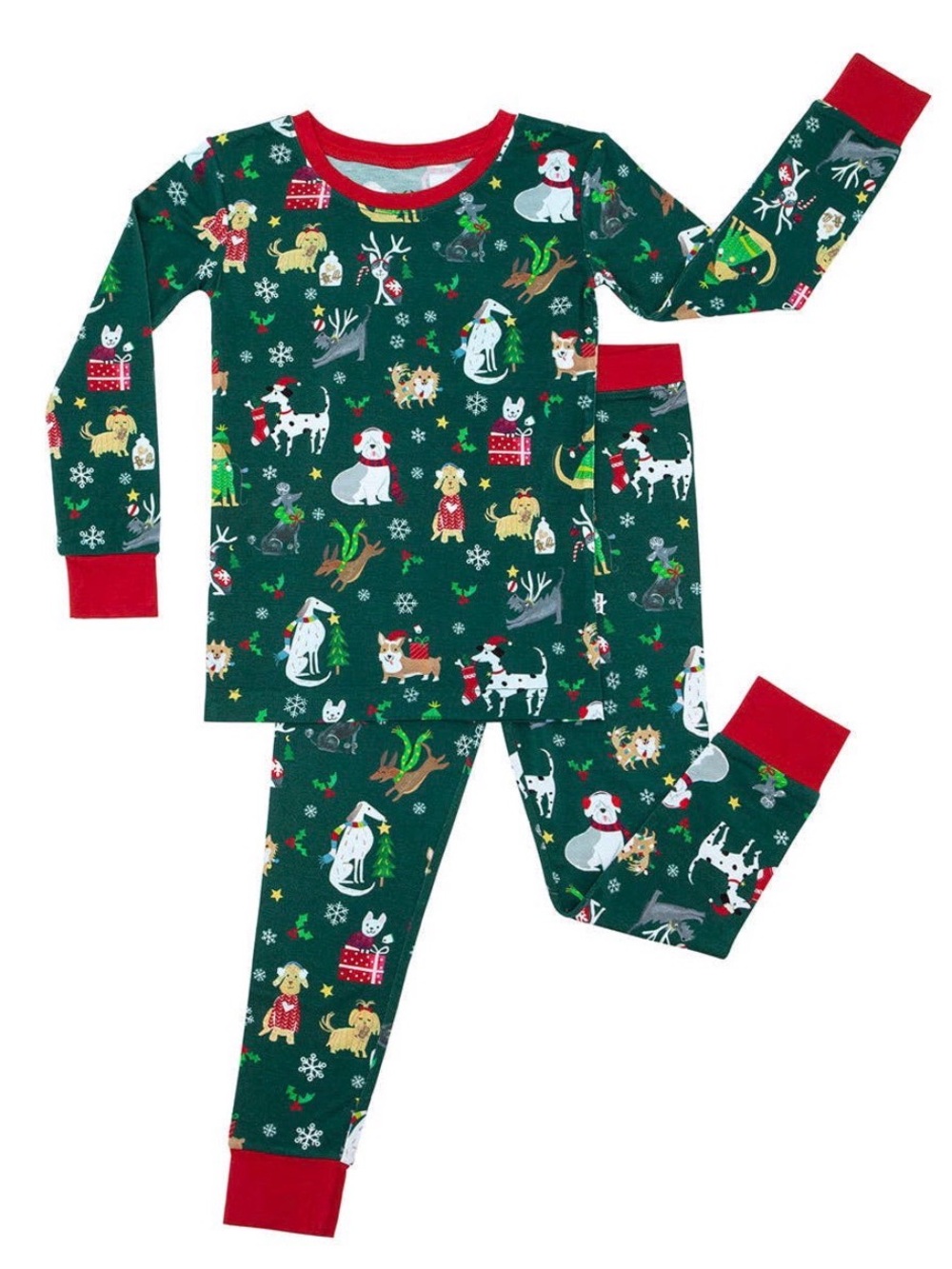 LITTLE SLEEPIES Bamboo Holiday Hounds 2 Piece Christmas Pajama Set- 3T